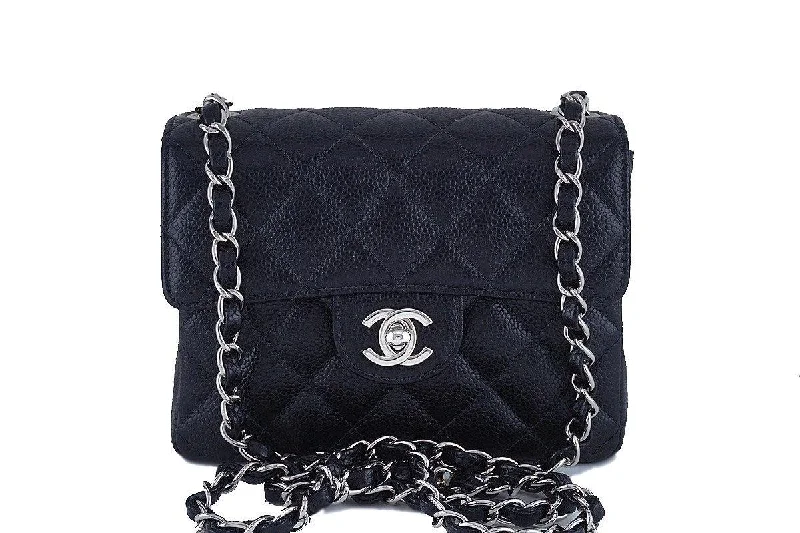 Chanel bags with gold, silver, and pearl accentsChanel Black Caviar Classic Quilted Square Mini 2.55 Flap Bag, SHW