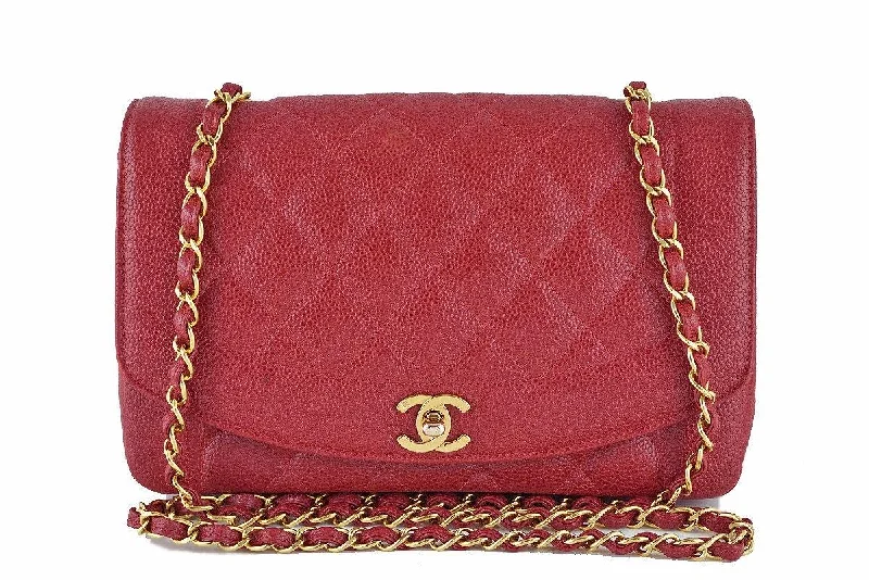 Chanel bags for women with a taste for high fashionChanel 10in. Red Caviar Vintage Quilted Classic "Diana" Flap Bag