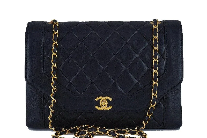 Chanel Small Crossbody Bag for TravelChanel 11in. Black Vintage Quilted Classic Angled "Diana" Flap Bag