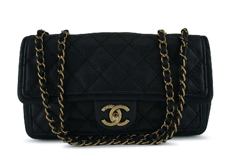 Chanel classicChanel Black Aged Calf Framed Medium Classic Flap Bag