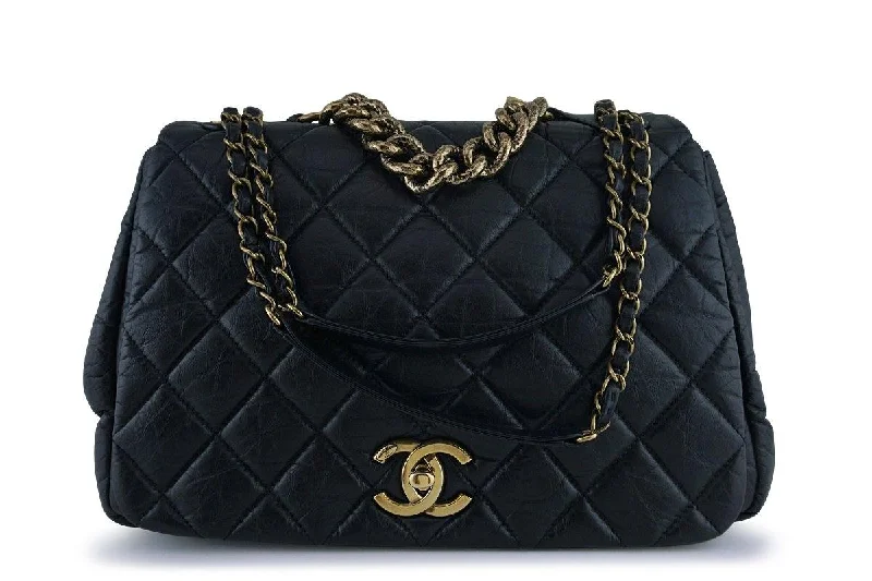 Chanel New Arrival Handbag with Gold HardwareChanel Black Calf Jumbo Quilted Luxury Accordion Flap Bag