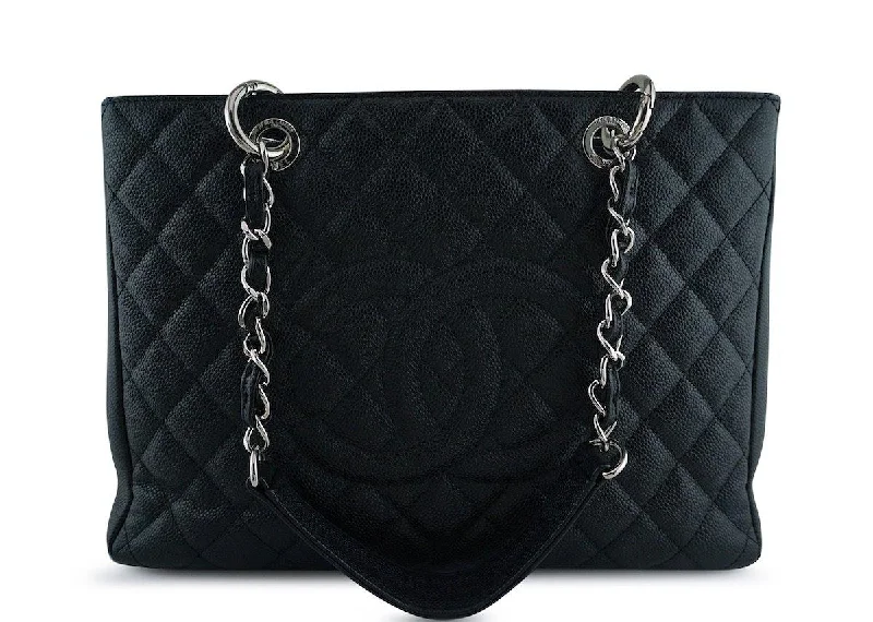 Chanel Luxury Handbag for High - End EventsChanel Black Caviar Classic Grand Shopper Tote GST Shopping Bag SHW