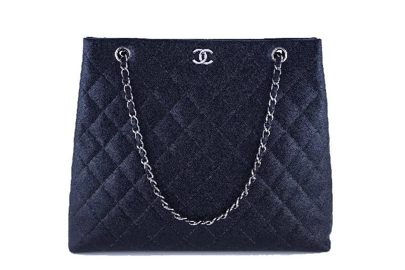 Chanel bags with iconic gold chainsChanel Black Caviar Classic Quilted Tall Shopper Tote Bag