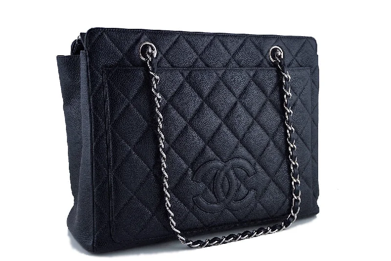 Chanel Luxury Handbag for High - End EventsChanel Black Caviar Timeless Logo Medium GST Shopper Tote Bag