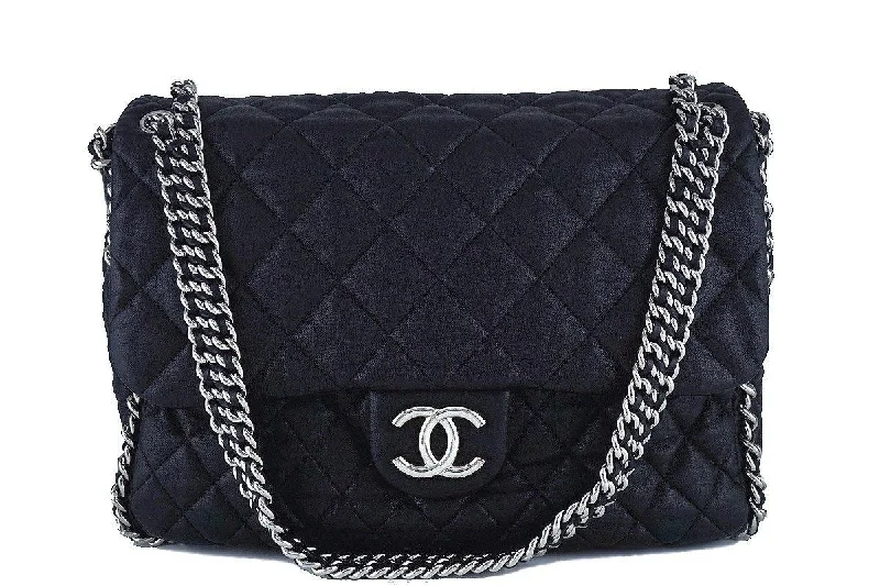 Chanel bags for women who appreciate fine craftsmanshipChanel Black Chain Around Maxi Luxe Flap Bag