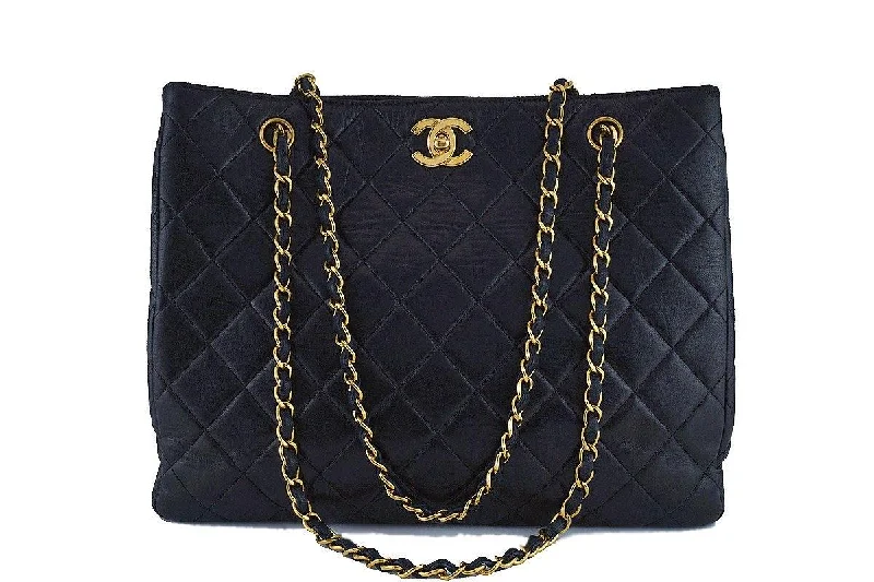 Chanel bags for women who appreciate fine craftsmanshipChanel Black Classic Quilted Shopper Tote Bag 24k Gold Plated