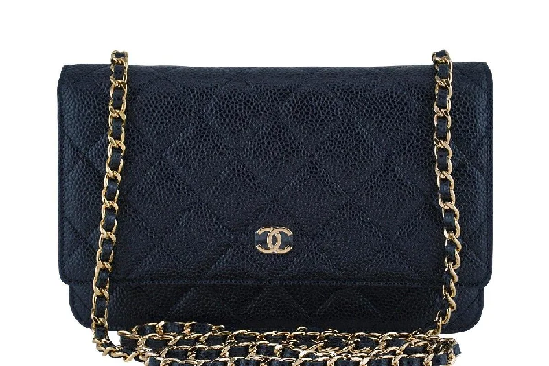 Chanel bags for women with minimalist styleChanel Black Classic Quilted WOC Wallet on Chain Flap Bag GHW