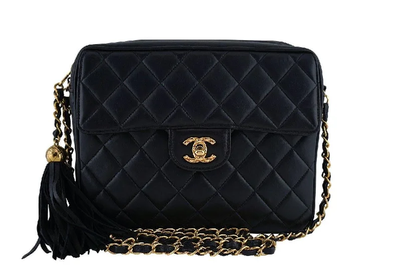 Chanel Chain Strap Handbag for Everyday UseChanel Black Lambskin Classic "Flap" Camera Case CC Bag