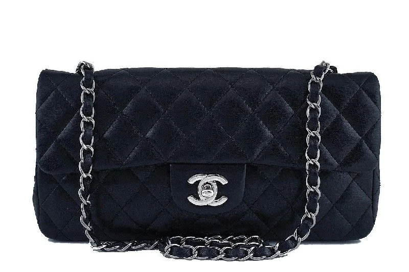 Chanel bags with gold, silver, and pearl accentsChanel Black Lambskin East West Classic 2.55 Shoulder Flap Bag