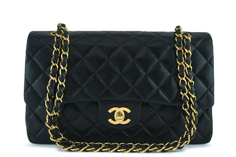 Chanel bags with gold, silver, and pearl accentsChanel Black Lambskin Medium-Large Classic 2.55 Flap Bag 24K Gold Plated