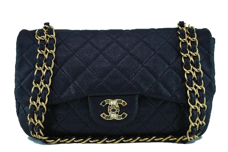 Chanel Classic Flap Bag for Evening PartyChanel Black Precious Jewel Limited Jumbo Flap Bag