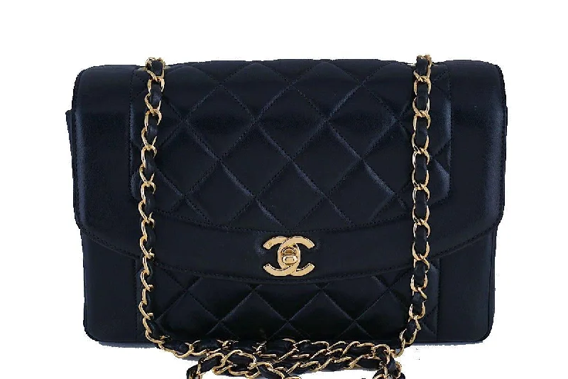 Chanel All - Match Handbag for Versatile StylingChanel Black Rare Vintage Quilted Classic Pocket "Diana" Shoulder Flap Bag