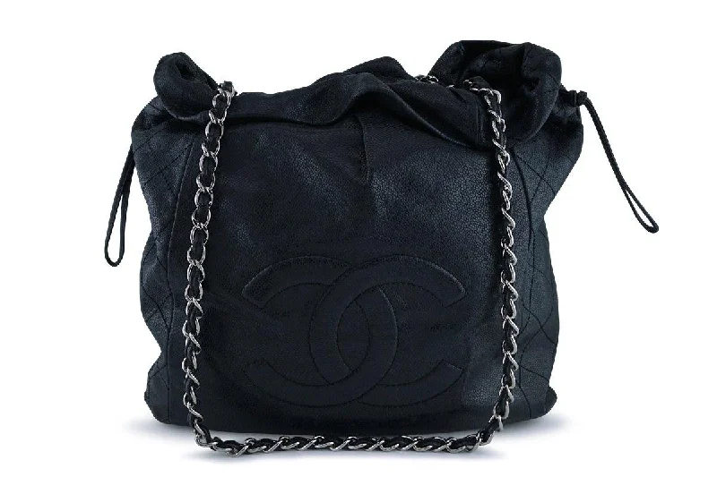 Chanel All - Match Handbag for Versatile StylingChanel Black Soft Caviar Large Logo Tote Bag SHW