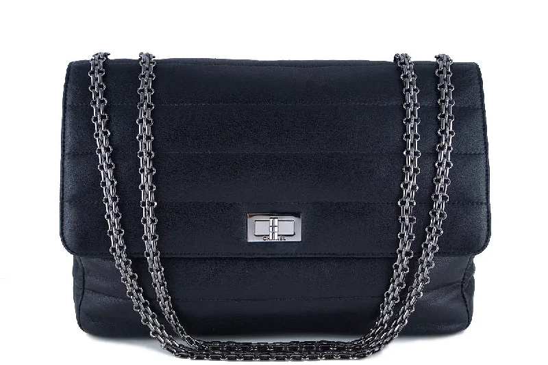 Chanel bags for women with minimalist styleChanel Black Soft Lambskin Bar-Quilted Classic Jumbo Reissue Flap Bag