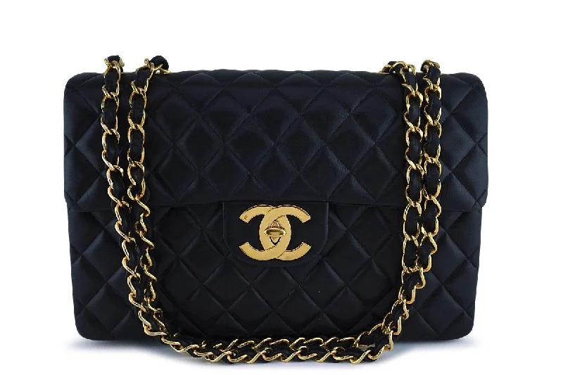 Chanel Quilted Leather Shoulder Bag for FashionistasChanel Black Vintage Maxi Jumbo XL Classic Lambskin Flap Bag