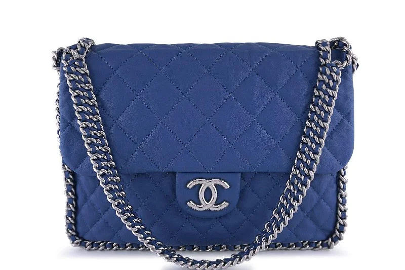 Chanel Black Handbag for Business MeetingsChanel Blue Chain Around Maxi Luxe Flap Bag