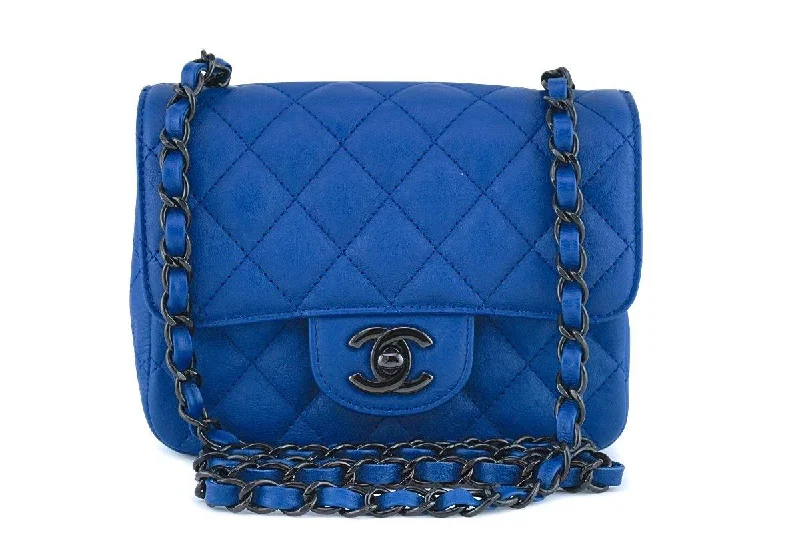 Chanel bags with the perfect balance of luxury and functionalityChanel Blue Classic Quilted Square Mini 2.55 Flap Bag Black HW