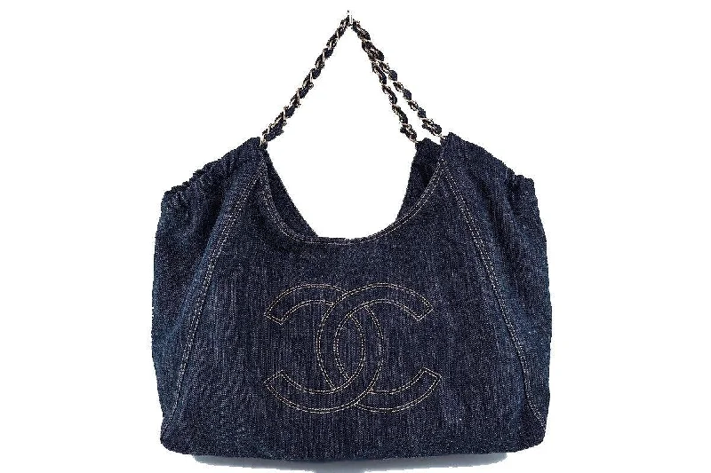 Chanel classicChanel Blue Dark Denim XL Giant Coco Cabas Tote Bag