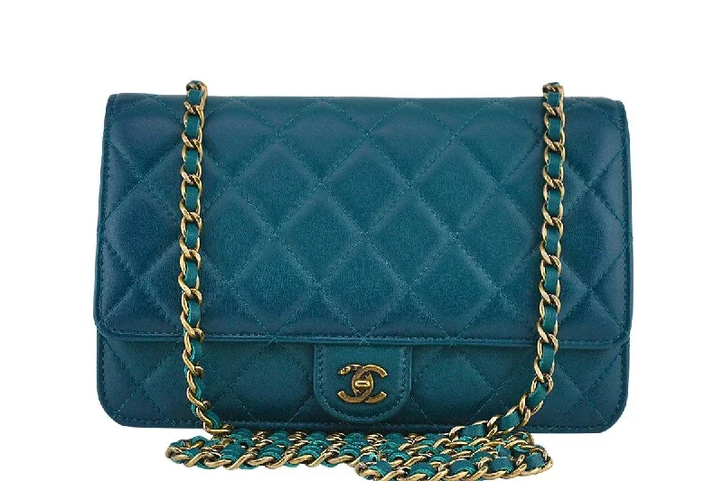 Chanel Lightweight Handbag for Daily ErrandsChanel Blue-Green Classic Quilted WOC Wallet on Chain Flap Bag