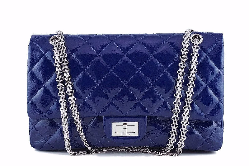 Chanel bags with modern touchesChanel Blue Large Patent 227 Reissue Classic 2.55 Jumbo Flap Bag