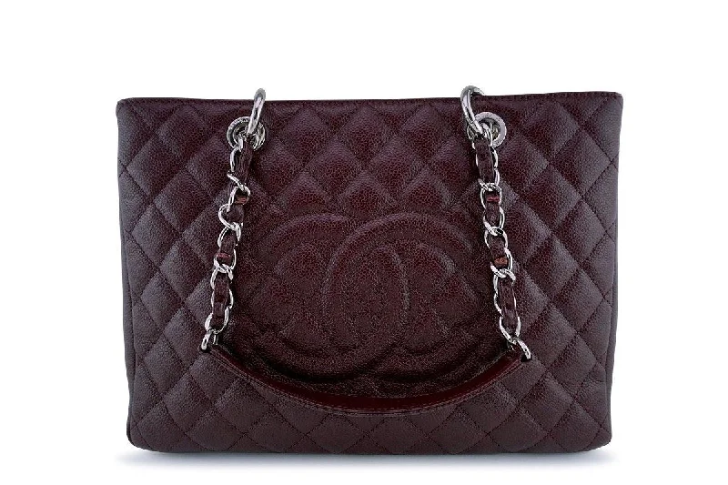 Chanel bags with iconic gold chainsChanel Burgundy Caviar Classic Grand Shopper Tote GST Shopping Bag