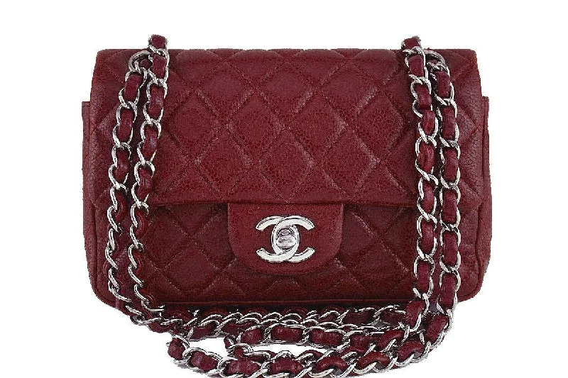 Chanel bags for women who love timeless fashionChanel Caviar Dark Red Classic Quilted Rectangular Mini 2.55 Flap Bag