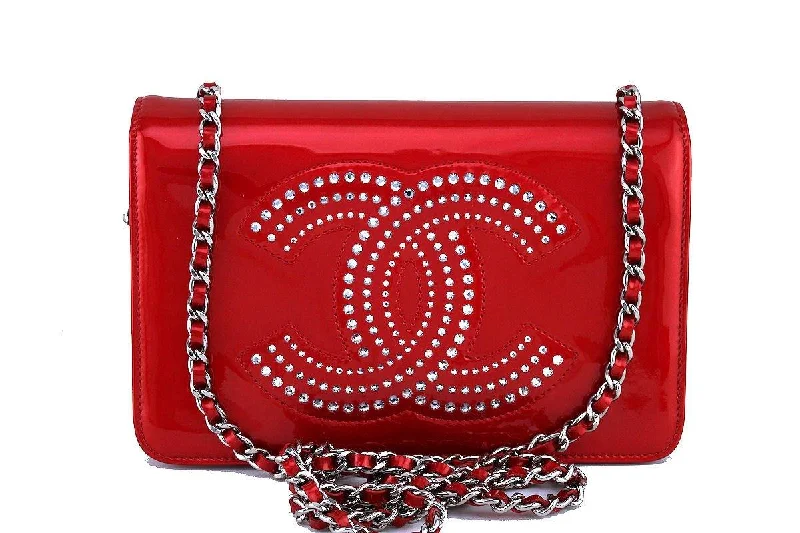 Chanel Black Handbag for Business MeetingsChanel Cherry Red Patent Strass Crystals WOC Wallet on Chain Purse Bag