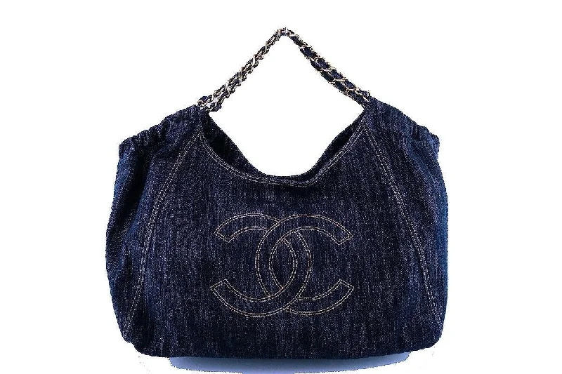 Chanel Quilted Leather Shoulder Bag for FashionistasChanel Dark Blue Denim XL Giant Coco Cabas Tote Bag