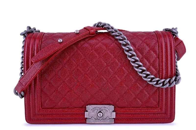 Chanel Chain Strap Handbag for Everyday UseChanel Dark Red Boy Classic Flap Medium Caviar Bag RHW