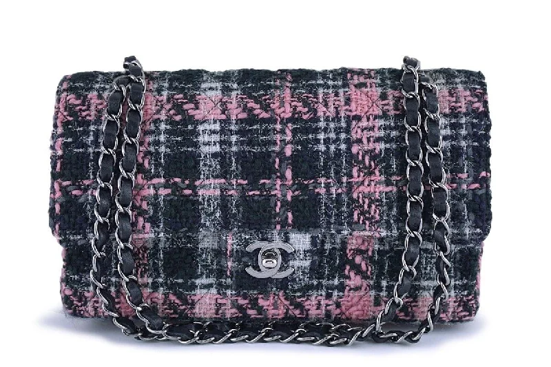 Chanel bags with exclusive seasonal designs and materialsChanel Gray Pink Tweed Medium Classic 2.55 Double Flap Bag