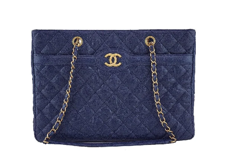 Chanel bags that pair perfectly with any outfitChanel Navy Blue Caviar Classic Quilted Shopper Tote Bag