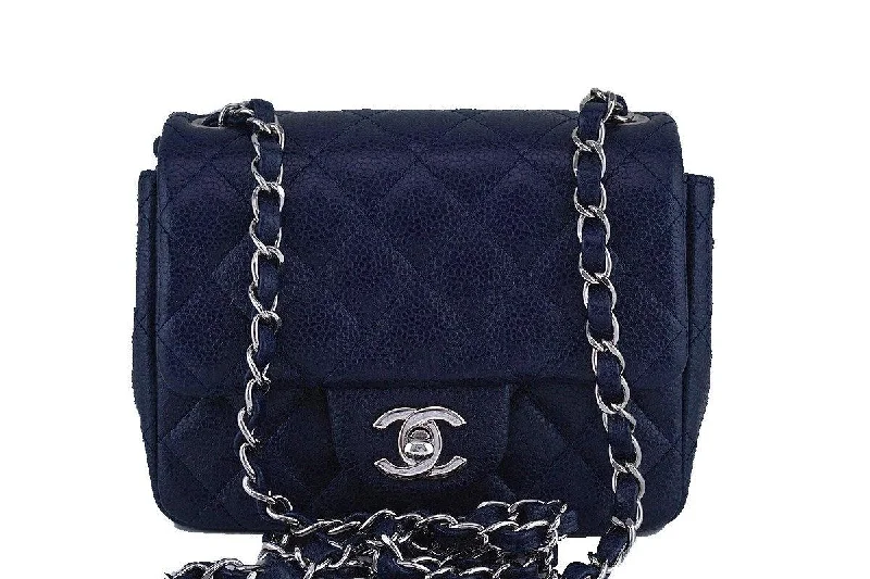 Chanel leather bags for everydChanel Navy Blue Caviar Classic Quilted Square Mini 2.55 Flap Bag