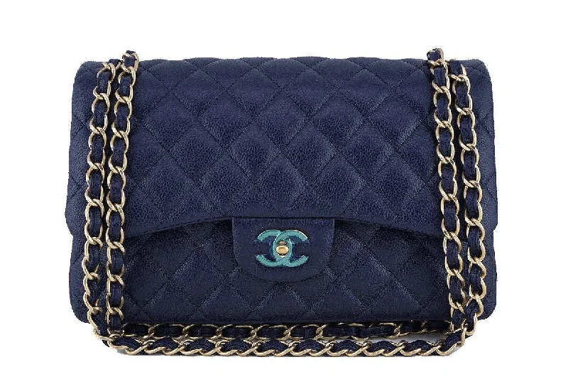 Chanel Chain Strap Handbag for Everyday UseChanel Navy Blue Caviar Jumbo 2.55 Classic Double Flap Bag