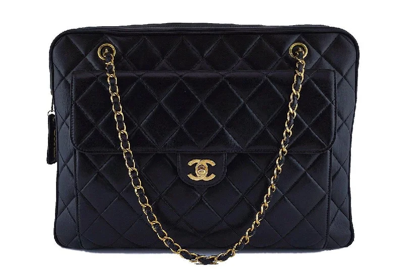 Chanel bags for a polished and professional appearanceChanel Rare Black Vintage XL Classic Quilted Flap Camera Case Bag