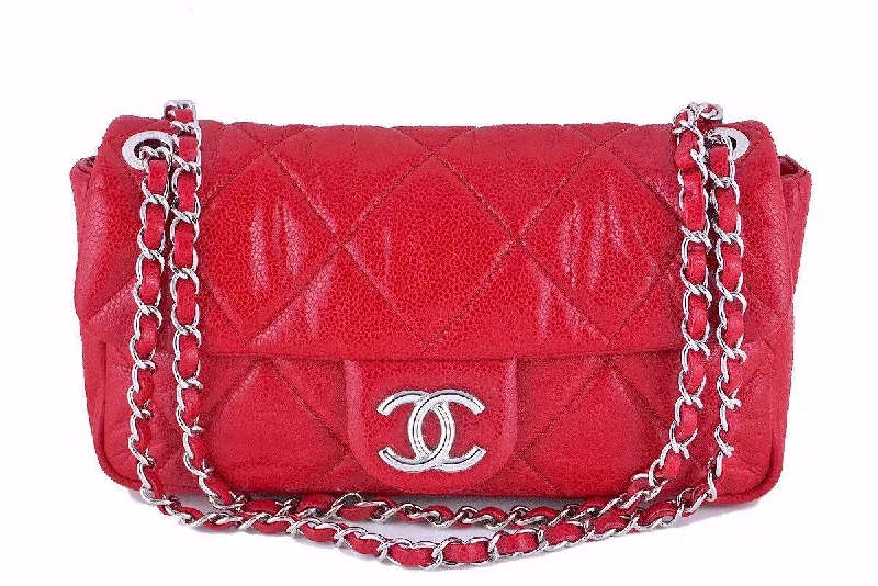 Chanel bags perfect for everyday elegChanel Red 10in. Soft Caviar Medium Quilted Classic Flap Bag