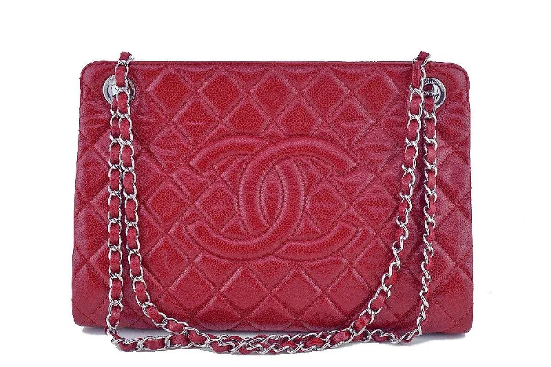 Chanel bags for women with minimalist styleChanel Red Caviar Quilted Framed Grand Shopping Tote GST Bag