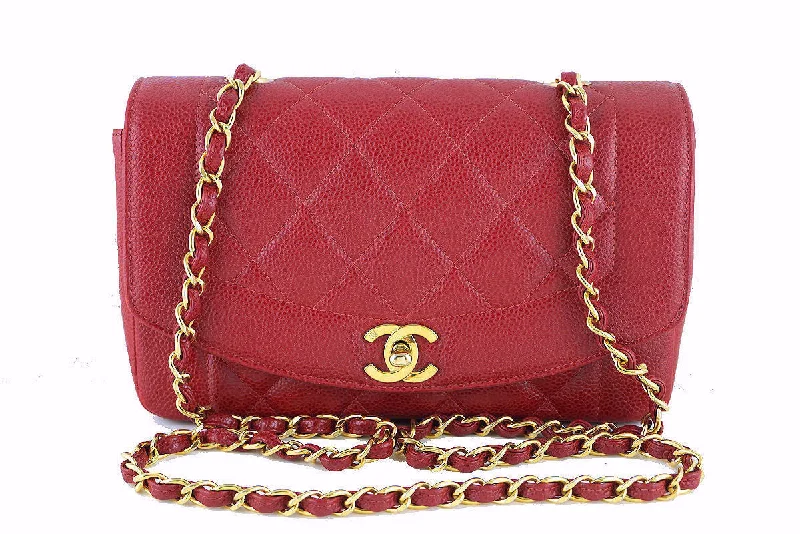 Chanel Lightweight Handbag for Daily ErrandsChanel Red Caviar Vintage Quilted Classic "Diana" Flap Bag