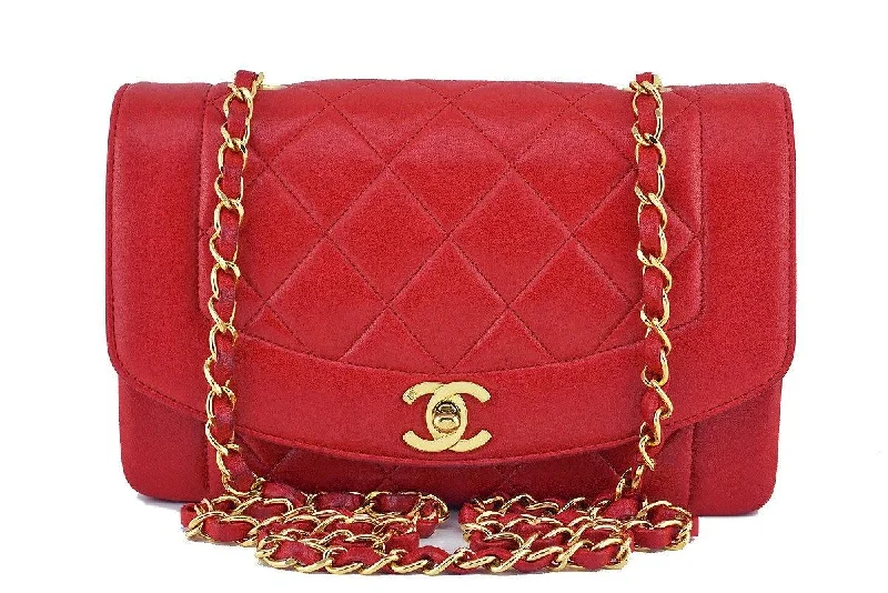 Chanel New Arrival Handbag with Gold HardwareChanel Red Vintage Lambskin Quilted Classic "Diana" Shoulder Flap Bag