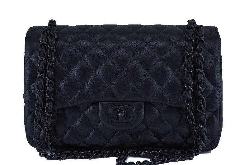 Chanel bags for women with minimalist styleChanel So Black Jumbo 2.55 Classic Double Flap Bag