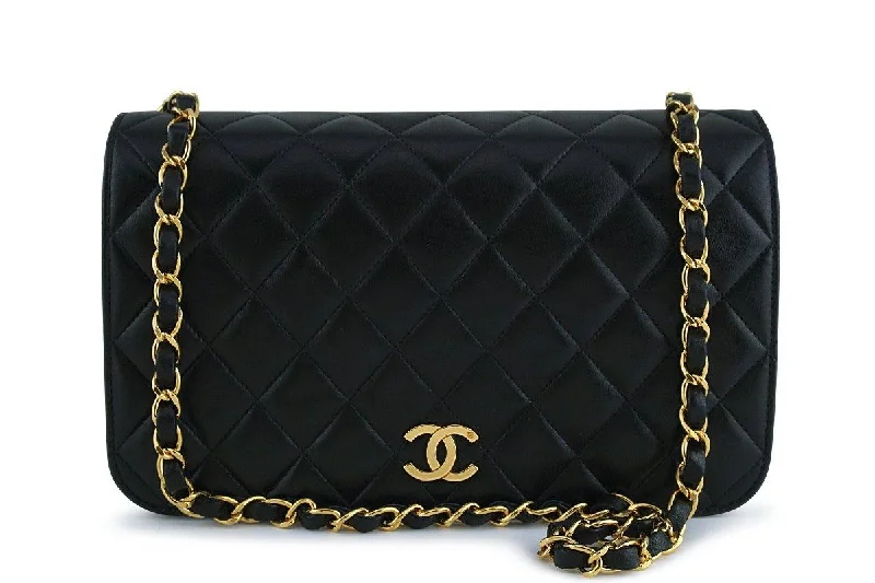 Chanel bags with intricate metal hardwareChanel Vintage Black Timeless Classic Flap Bag 24k Gold Plated