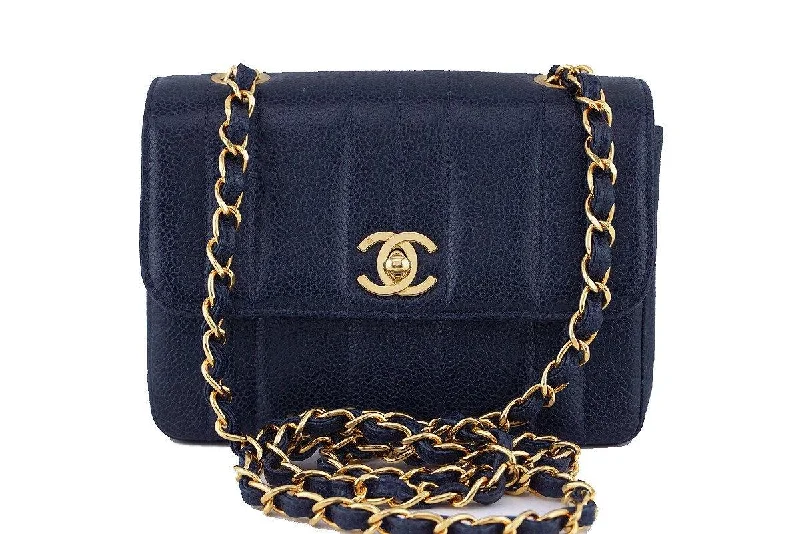 Chanel classicChanel Vintage Caviar Navy Blue Mademoiselle Classic Mini Flap Bag