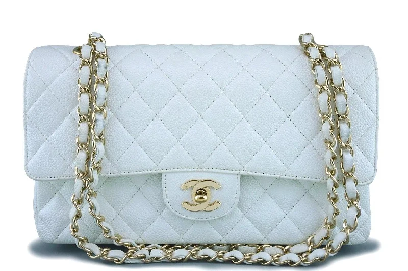 Chanel bags for women with minimalist styleChanel White Caviar Medium Classic 2.55 Double Flap Bag 18k GHW