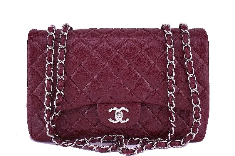 Chanel Luxury Handbag for High - End EventsChanel Wine Red Caviar Jumbo 2.55 Classic Flap Bag