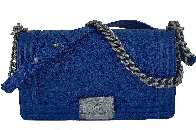 Chanel bags for women with a taste for high fashionNIB 2017 Chanel Blue Caviar Medium Classic Boy Flap Bag