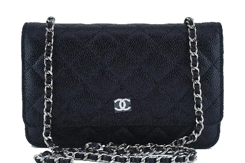 Chanel Chain Strap Handbag for Everyday UseNIB Chanel Black Caviar Classic Quilted WOC Wallet on Chain Flap Bag SHW