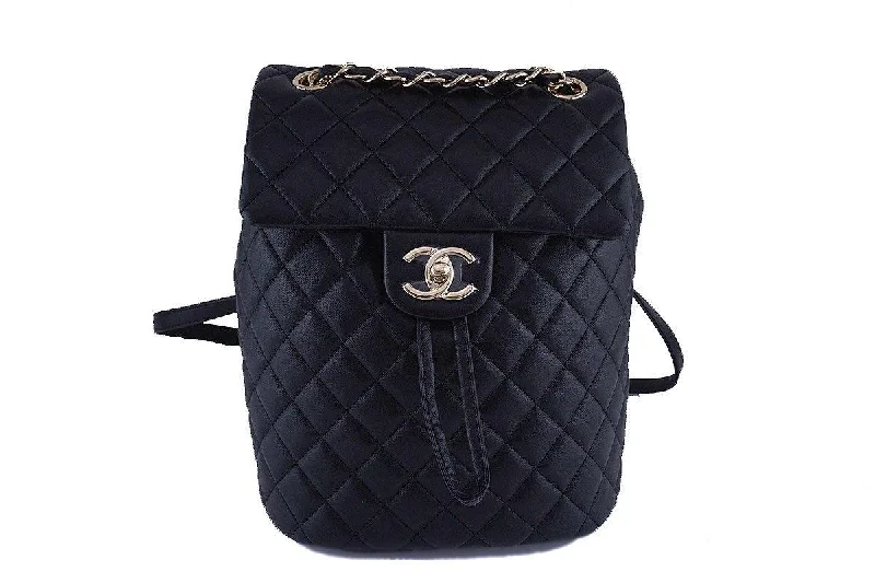 Chanel Handbag with Adjustable Strap for ComfortNIB Chanel Black Classic Quilted Urban Spirit Backpack Bag GHW