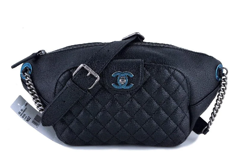 Chanel leather bags for everydNWT 16S Chanel Black Calfskin Quilted Classic Fanny Pack Bag