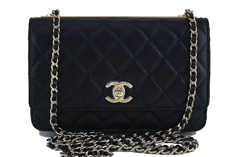 Chanel leather bags for everydNWT 17A Chanel Black Trendy CC Classic Wallet on Chain WOC Flap Bag