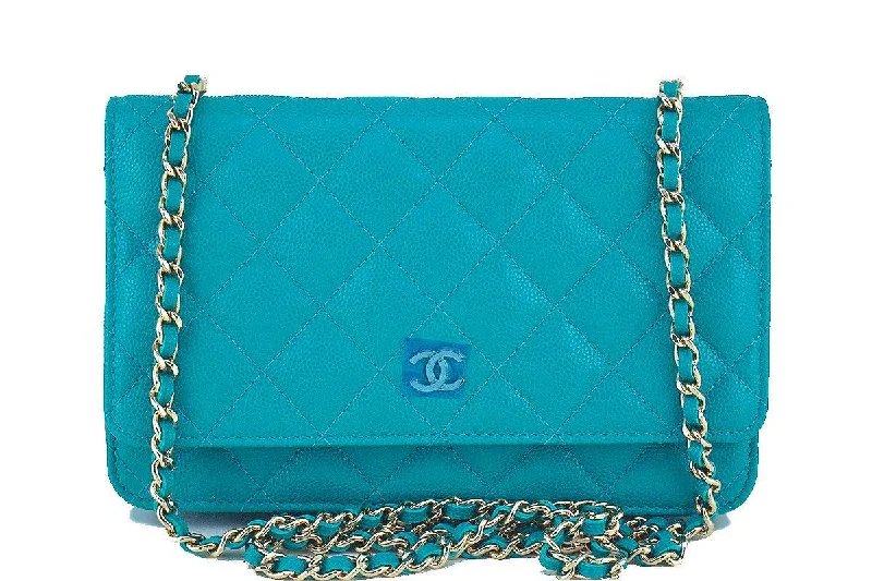 Chanel Black Handbag for Business MeetingsNWT 17C Chanel Turquoise Caviar Classic Quilted WOC Wallet on Chain Flap Bag