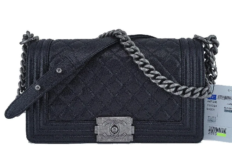 Chanel bags available in bold colors and patternsNWT 17P Chanel Black Le Boy Classic Flap, Medium Caviar Bag, RHW